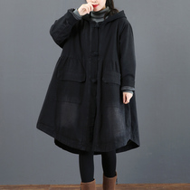 September Carcard disc buckle A character big code art big pocket clip cotton pure cotton thickened cotton clothes cotton jacket 3378