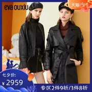 Evaouxiu Yihua Ou Xiu 2019 mùa xuân và mùa thu mới của phụ nữ áo gió bằng da đơn ngực Anh - Quần áo da