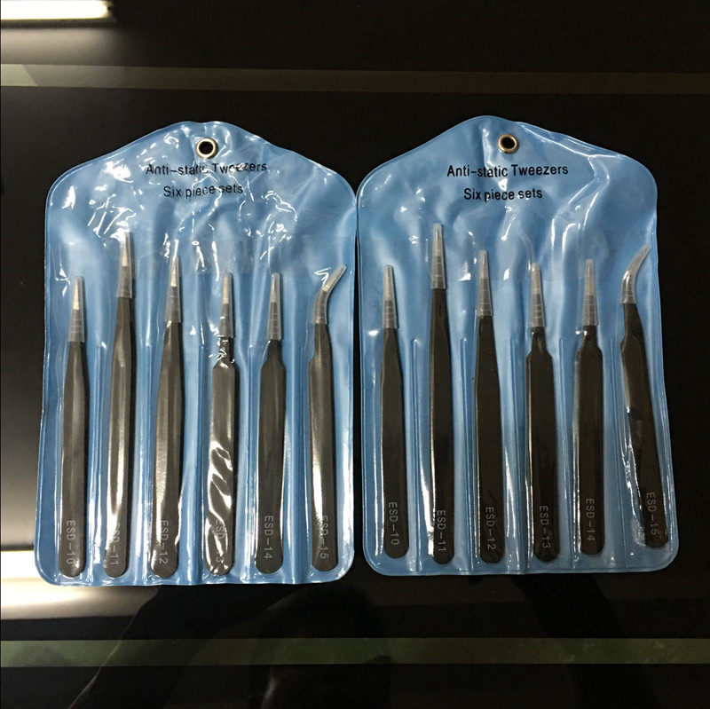 1 5MM blue bag tweezers tweezers set of 6 tweezers manicure tweezers