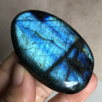 Water jade ice-stone stone original stone play blue light albite ornamental stone Moonlight effect color light object handlebar