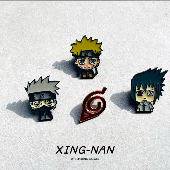 Naruto Badge Metal Brooch Cute Japanese Anime Cartoon Coat Sweater Student Backpack Decoration