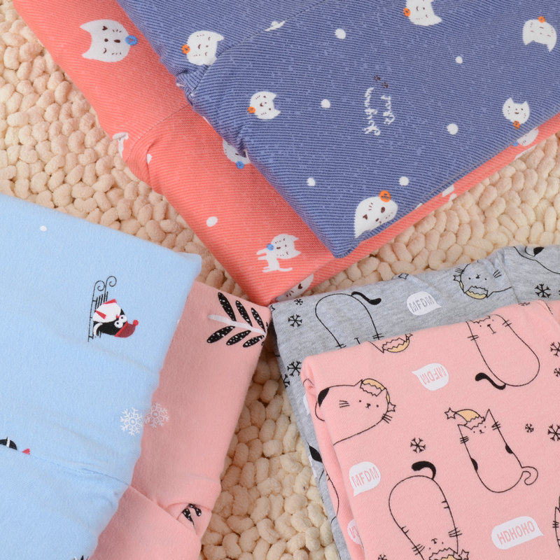 Italian long johns women's single piece pure cotton wool trousers high waist warm pants slim fit thin line pants leggings cute cartoon