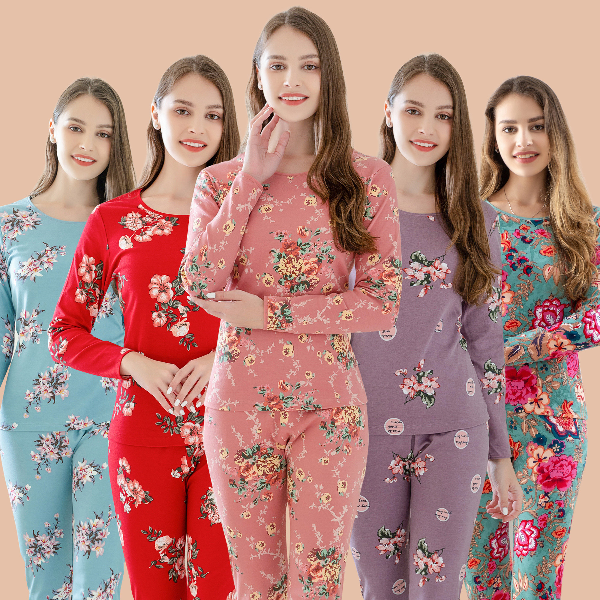 Yida Lai Middle Age Lady Pure Cotton Autumn Trouser Set Warm Underwear All Cotton Sweater Large Cotton Sweater