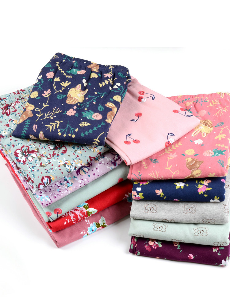 Italian long johns ladies one piece pure cotton trousers high waist lengthened warm trousers printed thin line trousers leggings