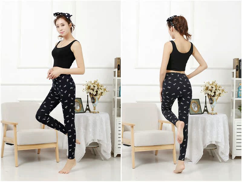 Phim hoạt hình dễ thương nữ quần dài đơn mảnh xà cạp mùa thu và mùa đông mới quần đơn siêu co giãn ấm áp quần quần mỏng quần legging hàn quốc