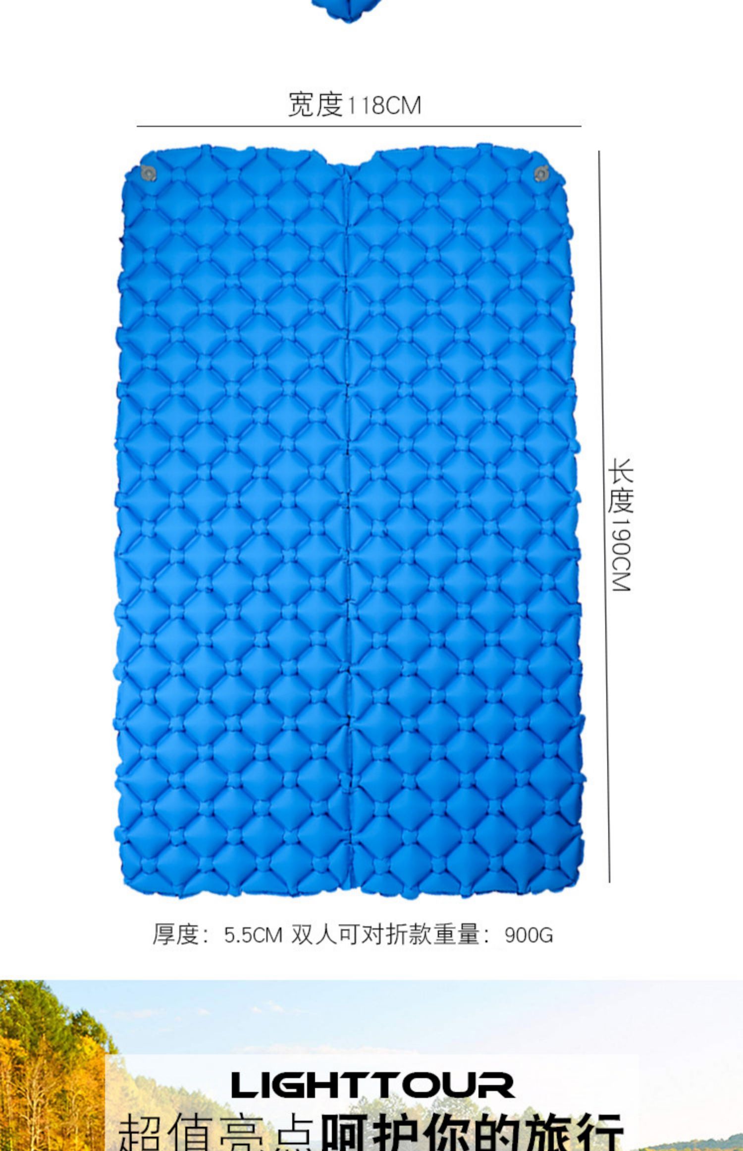 Đệm bơm hơi ngoài trời lều ngủ đôi TPU siêu nhẹ di động trứng tổ máng ẩm pad cắm trại giường bơm hơi - Thảm chống ẩm / Mat / Gối thảm xốp cho be