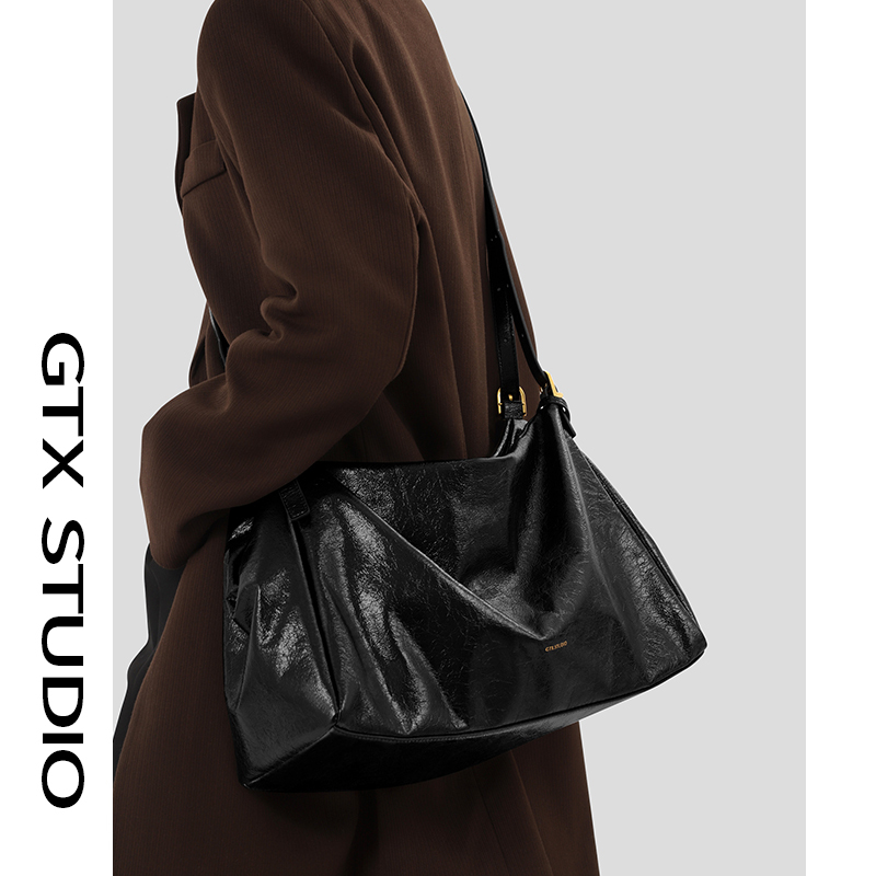 Gutianxi] First-Layer Cowhide Tote Bag for Women, Large Capacity, Relaxed and High-End Feel, Hobo Genuine Leather Commuter Crossbody Large Bag
