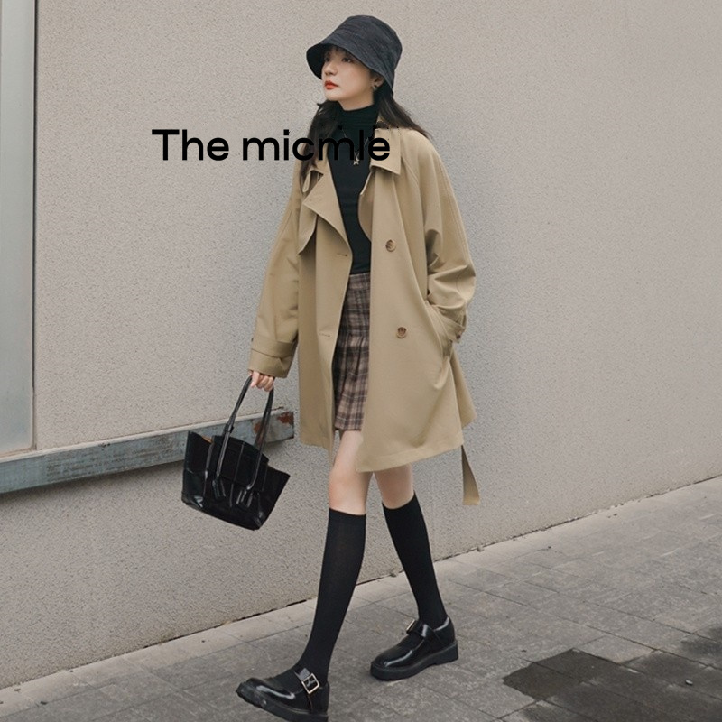 The Micmle 2026 Spring and Autumn New Mid-Length Trench Coat for Women, Petite Design, High-End Short Coat