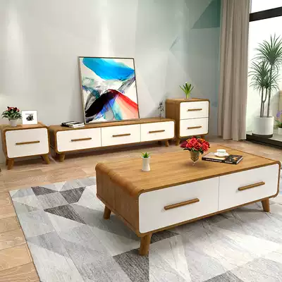Nordic coffee table size apartment log color ash simple modern Japanese log color 1 3 meters living room coffee table