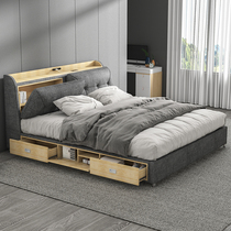 Tatami bed Master bedroom Modern simple fabric bed Double bed 1 8-meter multi-function bed Smart bed Wedding bed Cloth bed