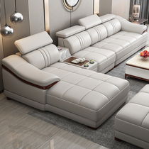 Leather sofa first layer cowhide modern simple living room size apartment type Medium thick leather sofa combination of furniture