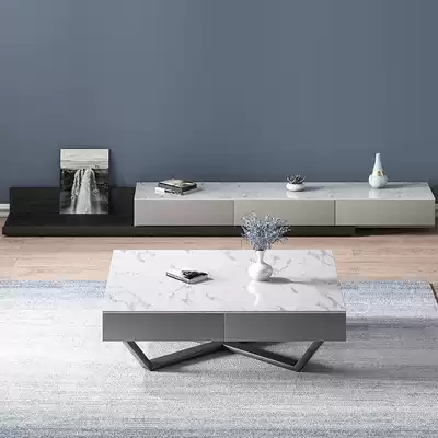 Marble coffee table TV cabinet combination simple modern style tea table Italian minimalist light luxury tea table