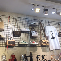 Mens shop wall decoration personality creative clothing display shelves ins retro iron grid storefront background