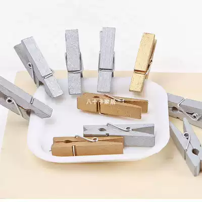 Gold and silver wooden photo clip mini photo clip ins Net red shop decoration girl room decorations