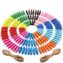 Color love small wood clip hemp rope Photo Wall wedding Korean cute girl log photo note clip