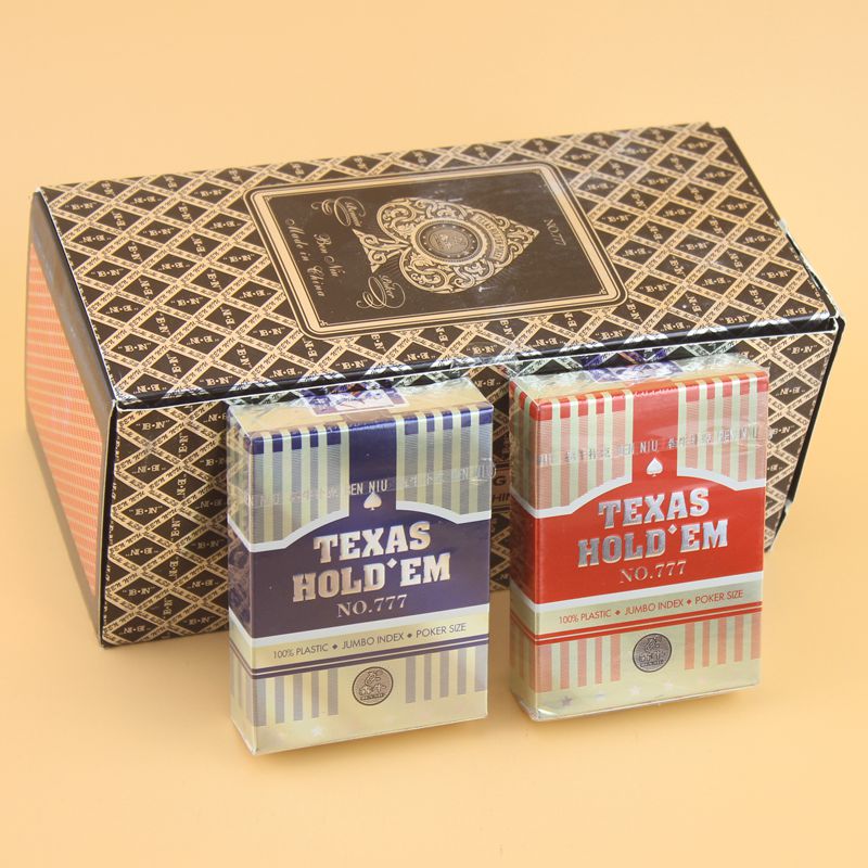 Double face frosted Bull 777 plastic playing cards Texas playing cards wide words big word poker 10 Pay waterproof