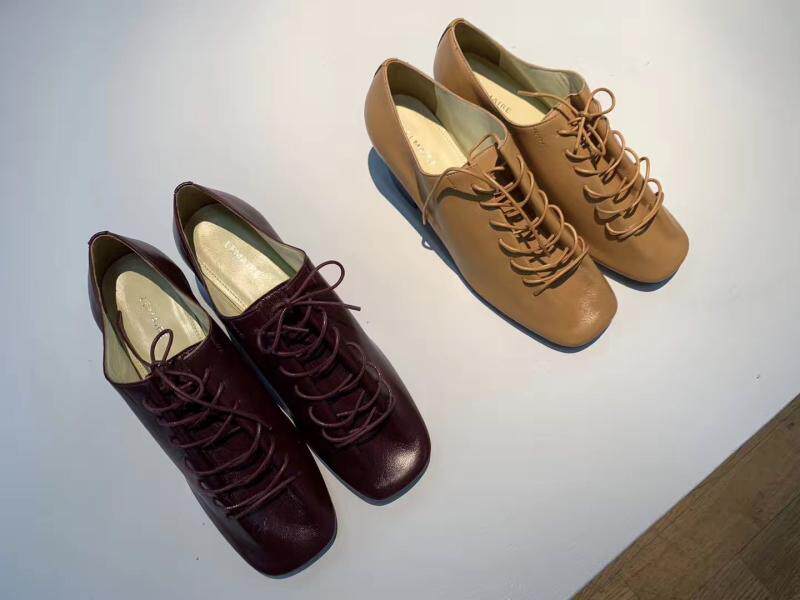 lemaire laces retro little leather shoes 