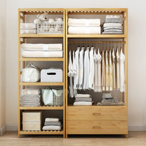 Wardrobe Simple wardrobe Economical assembly wardrobe Solid wood reinforced steel frame storage cabinet Wardrobe Nanzhu