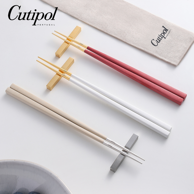 Portuguese Cutipol Kube Stainless Steel Chopsticks with Chopstick Holder, Household Anti-Mold and Antibacterial ins Trendy Tableware