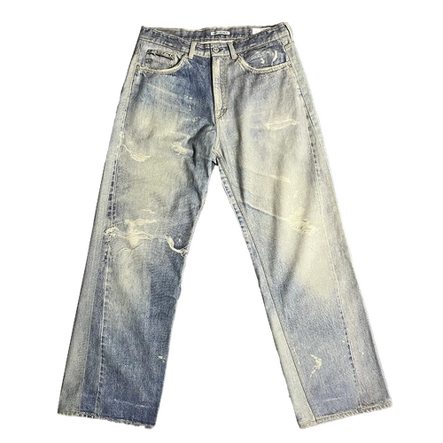 Наши устаревшие голубые цифровые джинсовые джинсы, сделайте старые свободные прямые брюки, мужчины, белый джинг, та же модель