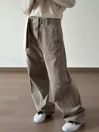 Lem Twisted Belt I795 Стимерная шва с накисные штаны Черно -голубые серого джинса Мужские осени и зима