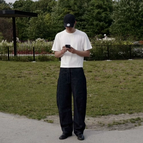 Lemai 23ss витой ремень с лентой витой шов ятаган брюки черные джинсы для мужчин осень и зима