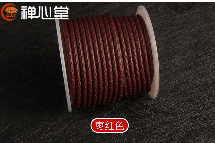 Nhập khẩu sợi dây da bò thật 3 mm cho Zhou Jia 3D cứng chuyển vàng hạt vòng tay dây thừng tự làm dây đỏ bện dây thừng - Vòng đeo tay Clasp vòng tỳ hưu vàng