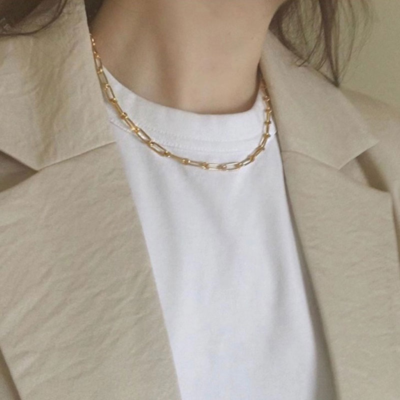 Wearring) European and American minimalist chain necklace without pendant collarbone chain Women ins the new Korean version of the Achoker 