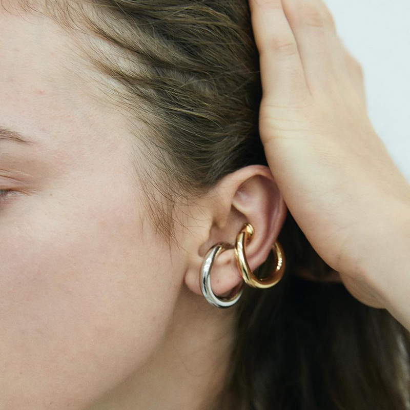 New product ins with the same style dual-use retro fashion atmosphere ring ear clip without pierced earrings for men and women couple earrings