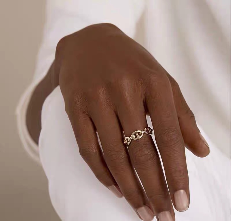 Wearring ins cold wind chain ring net red adjustable index finger female Korean version of pig nose jumping di couple