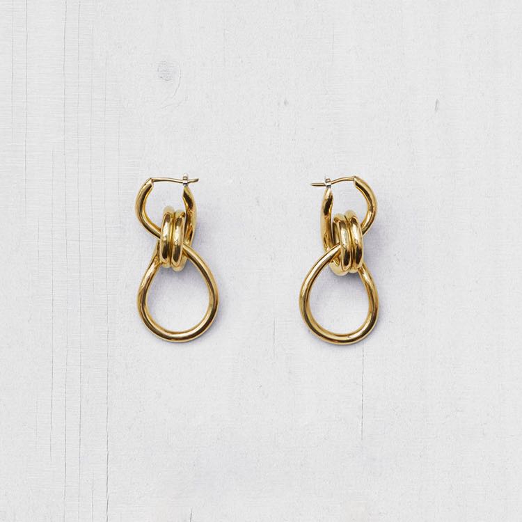 Big card designer senior sensfeel version temperament net red 18k gold plated anti-allergy ring knotted earring earrings woman