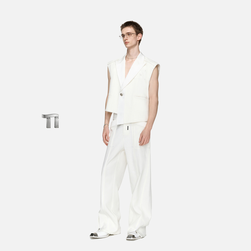Qishilu Tiwilltang "Cast a Foundation and Build Momentum" Asymmetrical Zipper Design Suit Vest Men's Waistcoat