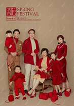 Family portrait retro photo background family photo Republic of China photo cloth background cloth cheongsam classical photo background cloth