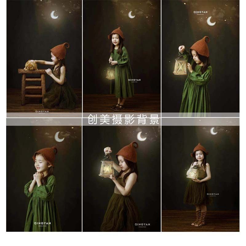 2021 Genesis high-end children portrait oil painting background dark series photo gallery oil painting cloth style photo writing true cloth