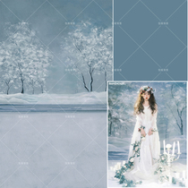 Photo Studio Winter Hand-painted Snow Background Winter Indoor Snow Photography Inkjet Cloth Christmas Snow Photography Background