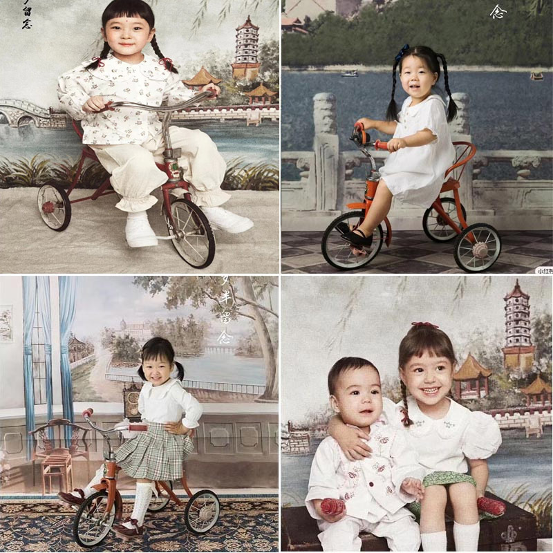 Chuangmei Children's Old-Fashioned Republic of China Retro Nostalgic Photo Background Studio 70S Republic of China Portrait Family Photo Shoot