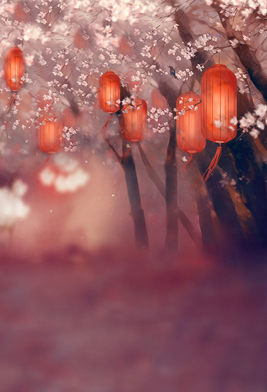 Peach Blossom Ancient Dress Photography Background Paper Peach Blossom Themed Background Peach Blossom Ancient Dress Outdoor Background Cloth PZ-1224 