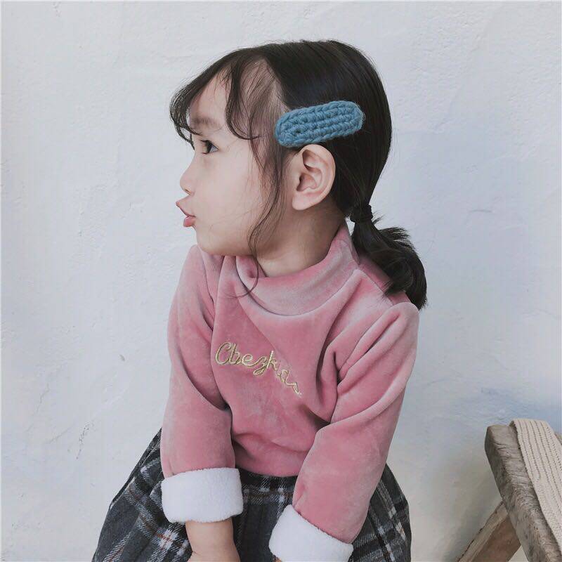 Korean girls wool knitting hair clip girl baby wool crochet color sweet hairpin bangs clip multicolor