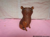 Early pure handmade bamboo woven cat shape ornaments willow straw woven crafts collection furnishings nostalgic old-fashioned objects used