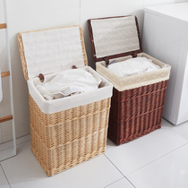 Dirty clothes basket dirty clothes storage basket rattan woven clothes bucket laundry basket with lid artifact household toy box woven