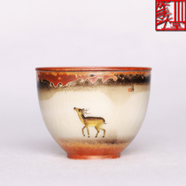 Equal to Tang Chai beaker Wei Xiaofang hand-painted pastel Elk Face tea bowl master cup tea set