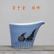 Equal to Tang Chai Jiao Guo Feng hand painted pastel Zodiac chicken tea boutique public cup tea set