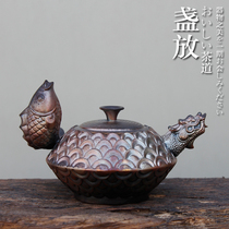 Taiwan pottery master Zhuang Pengda pure handmade firewood fish fish huaolong teapot limited Tea Collection level