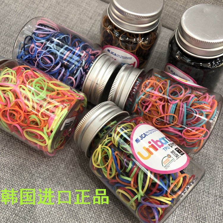 South Korea imports canned colored plastic rubber band fluorescent black children's baby hit bottom without pulling a small hair ring