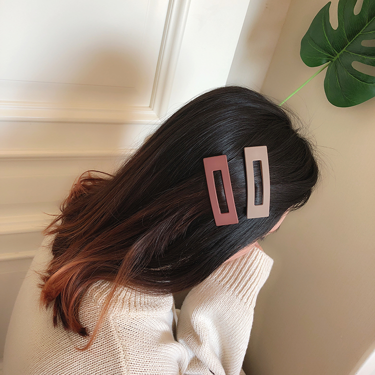 Korean hair accessories, bean paste color, square temperament, matte base, small edge clip, simple hair clip, bangs clip