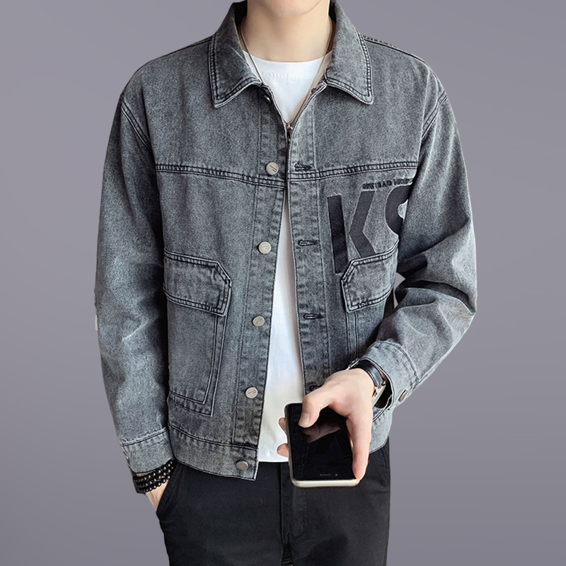 Day-train Chains do old denim outside wearing men's spring and autumn new ins and trends handsome and casual loose tooling Korean version of the tide