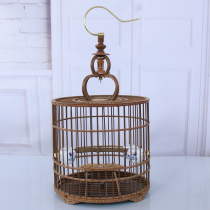 Birdcage bamboo Zizhu Hand carved hemp bird hemp material bamboo skin polished indigo chin Indigo chin bamboo birdcage old bamboo cage accessories