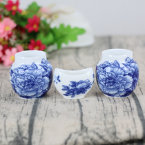 Thrush Hemp Hemp Hemp material hand-painted landscape bird food pot bird Cup bird bowl porcelain bowl Cup Jingdezhen bamboo bird cage accessories