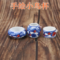 Jingdezhen embroidered eye hand-painted jade bird to make old bird food Cup bird bird cup porcelain bowl bamboo bird cage accessories bird utensil Cup