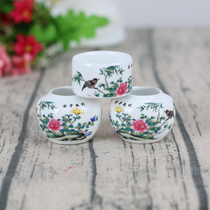Jingdezhen high white indigo chin embroidered eye Jade Bird yellow bird bird Cup bird food Pot bowl Cup bird cage accessories